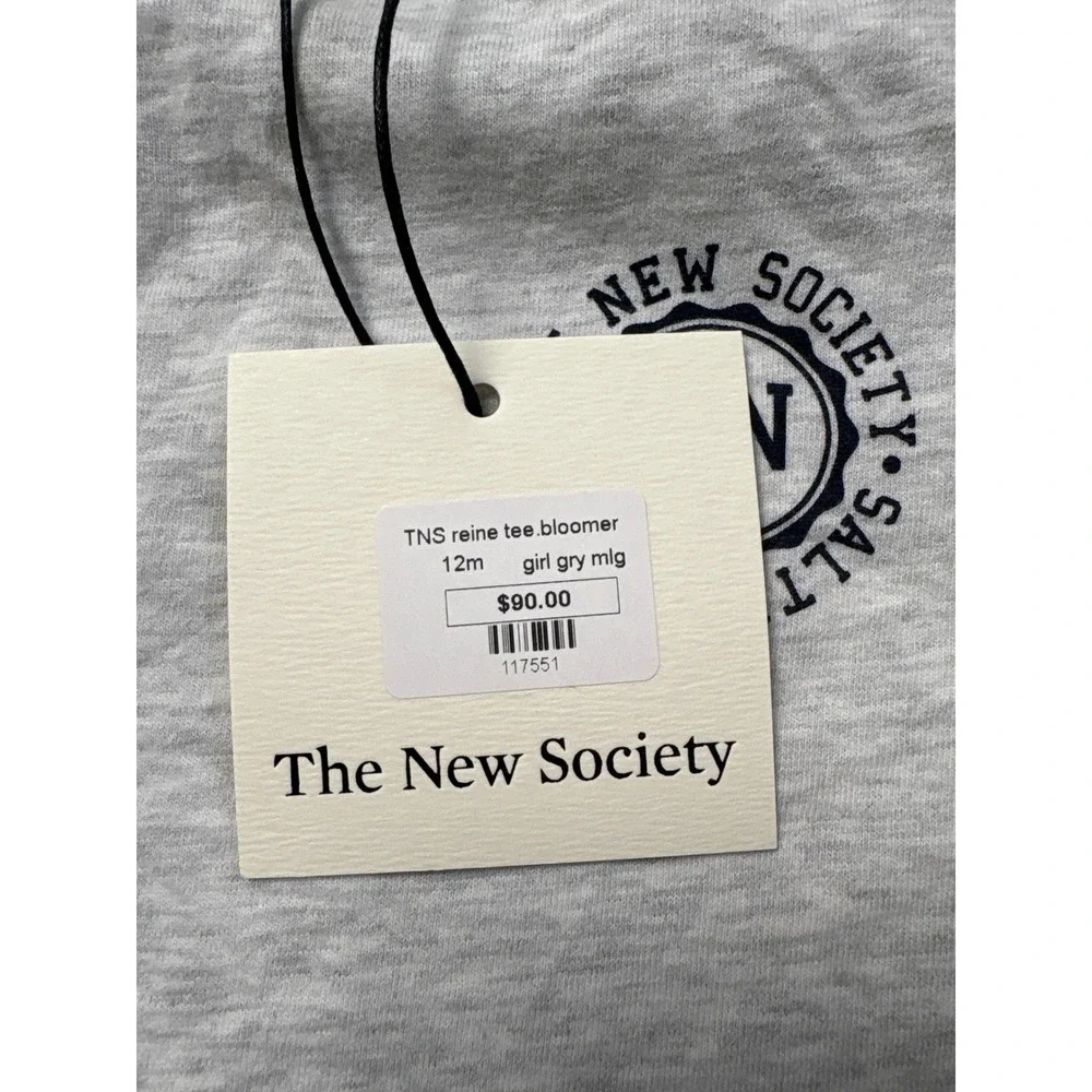 The New Society Baby Gray Melange Reine Special Baby Girl Tee Bloomer Size 12M